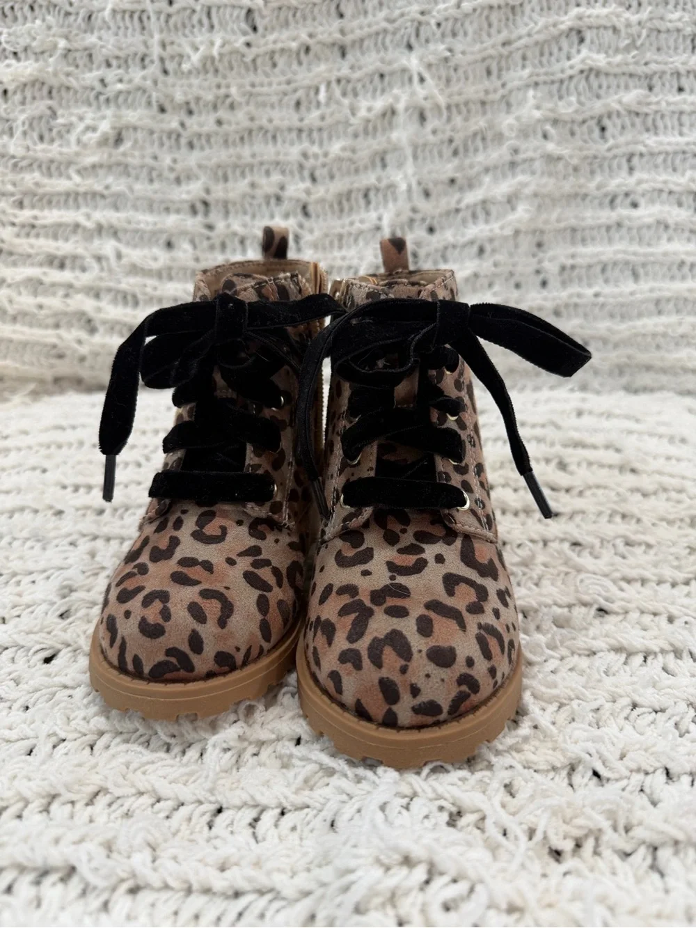 wonder nation Leopard Print Lace-Up Boots in Brown and Black